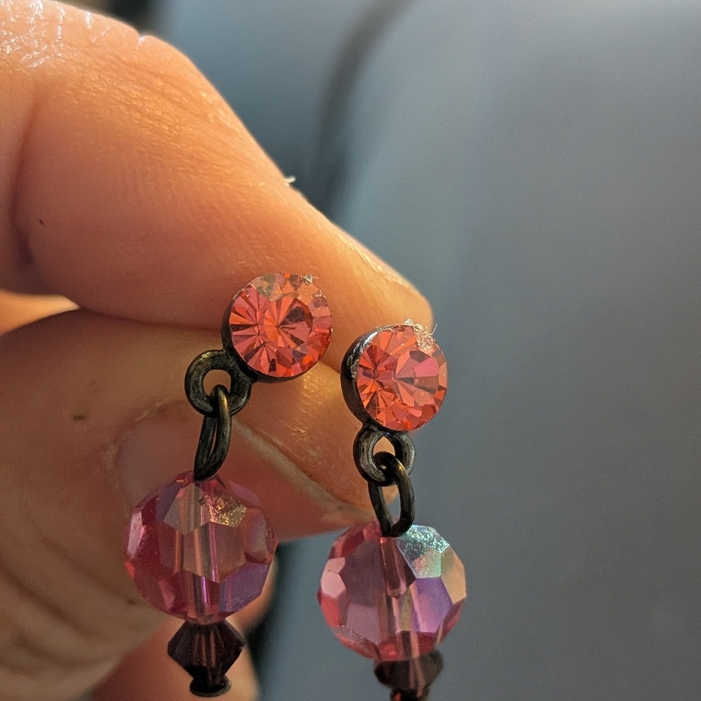 Chic Pink Crystal Dangle Earrings